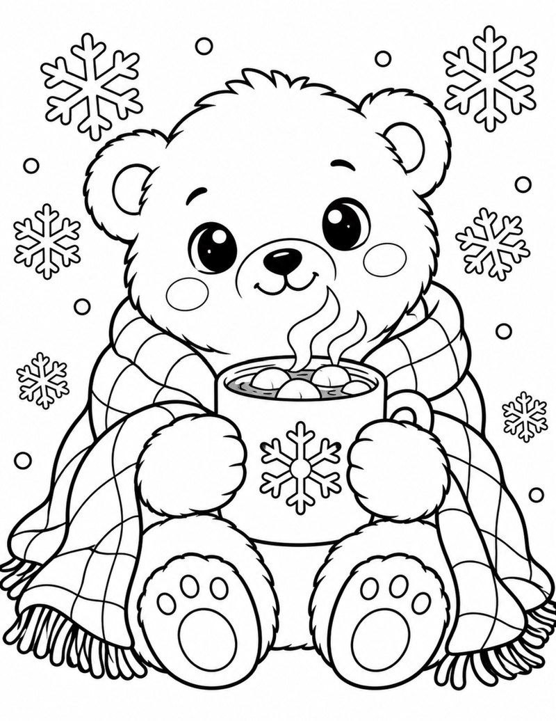 Winter sample: polar bear with hot cocoa